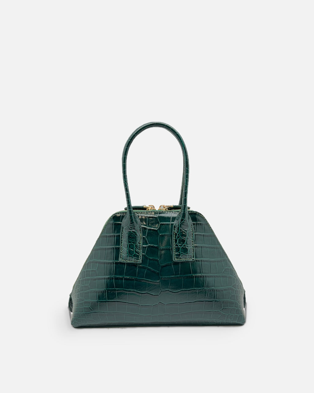 BASEL Dark Green croc-embossed top-handle bag, front view