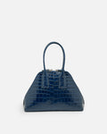 BASEL Midnight Blue croc-embossed top-handle bag, front view