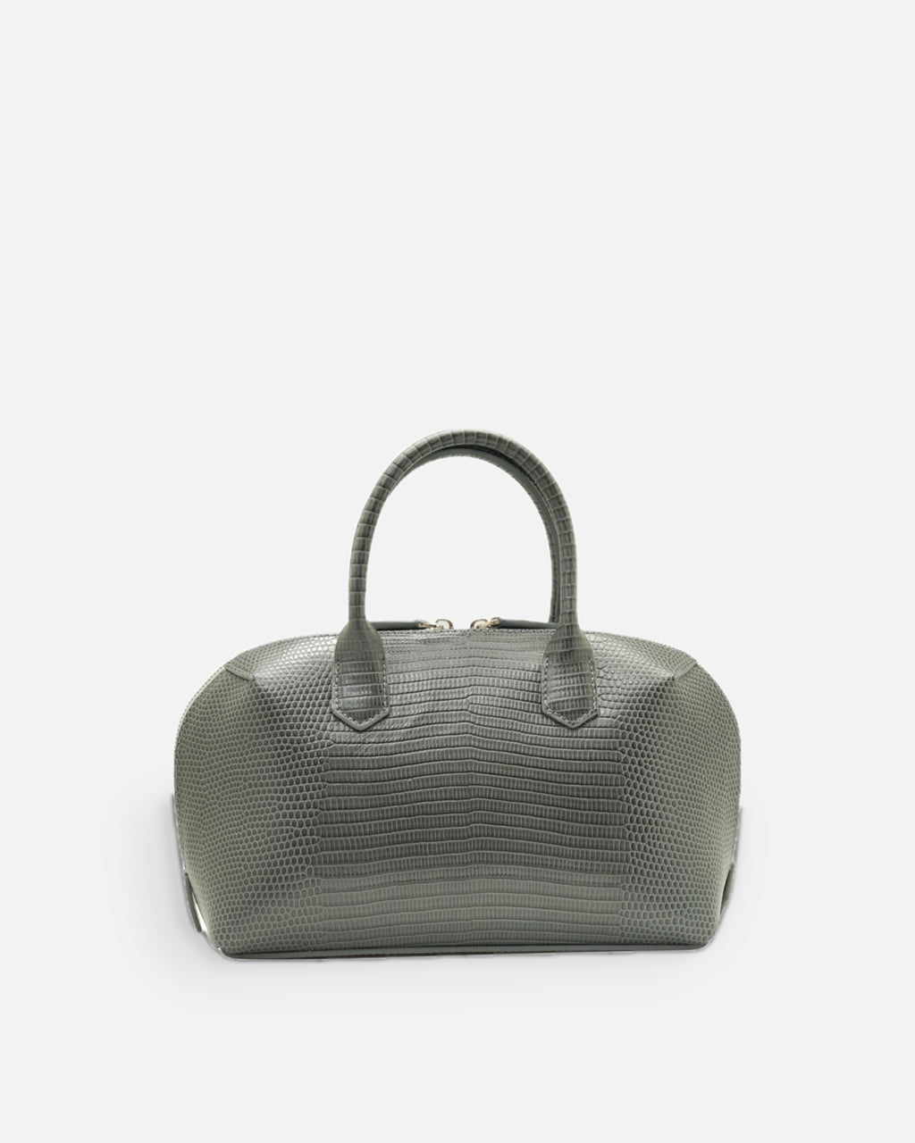BOMBAY Mink Grey lizard-embossed top-handle bag, front view