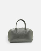 BOMBAY Mink Grey lizard-embossed top-handle bag, front view