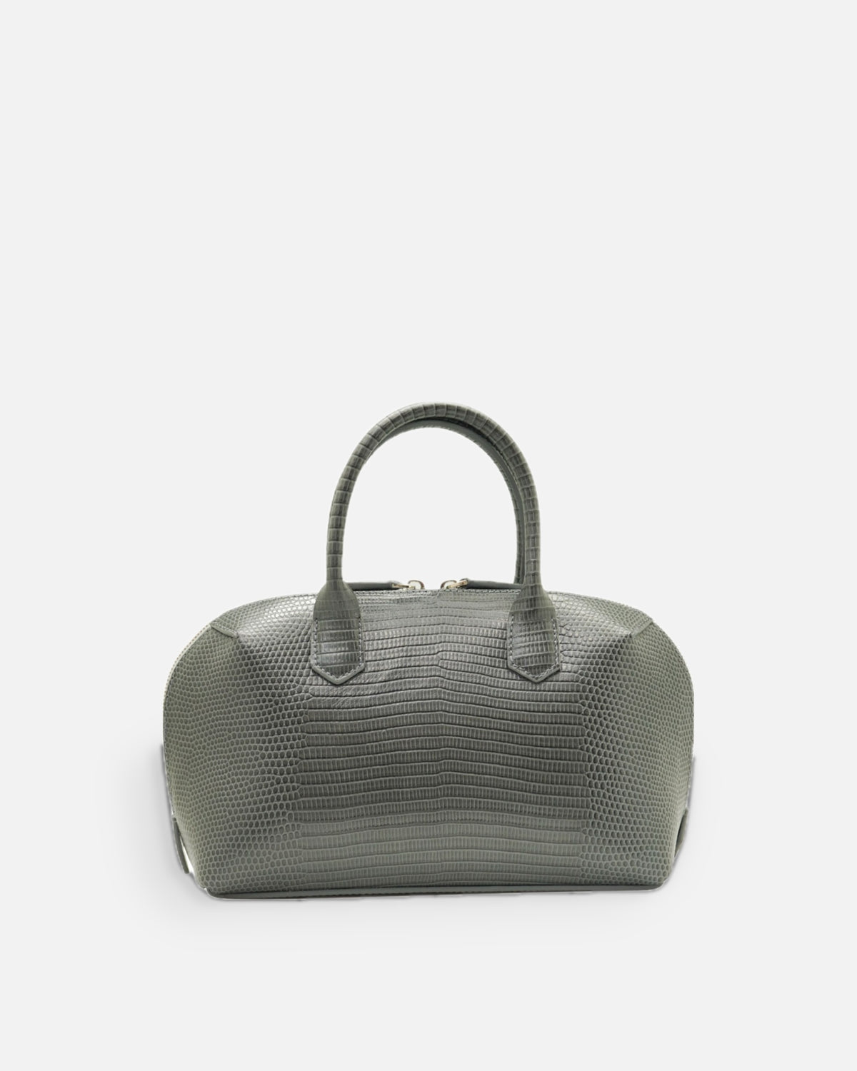 BOMBAY Mink Grey lizard-embossed top-handle bag, front view