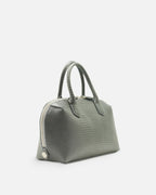 BOMBAY Mink Grey lizard-embossed top-handle bag, side view