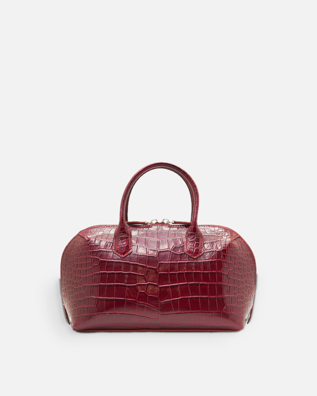 BOMBAY Ruby Red croc-embossed top-handle bag, front view