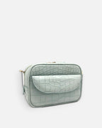 COMO Artic Blue croc-embossed shoulder bag, side view