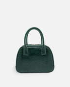 LUCCA Lizard Dark Green bowling bag, front view