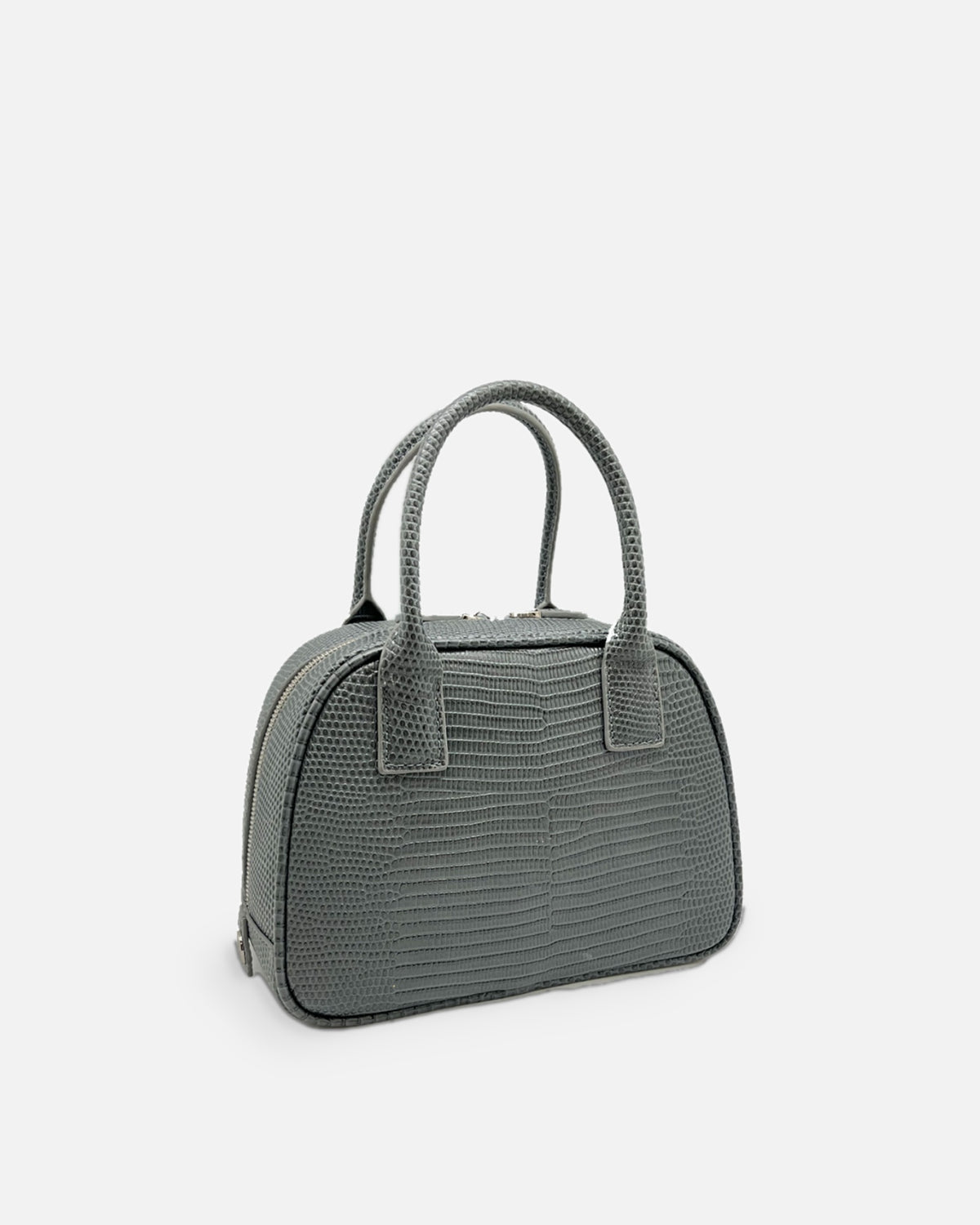 LUCCA Lizard Mink Grey bowling bag, side view