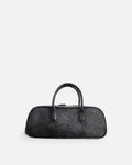 LUCCA STRETCH Black Lizard elongated bowling bag, front view