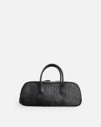 LUCCA STRETCH Black Lizard elongated bowling bag, front view
