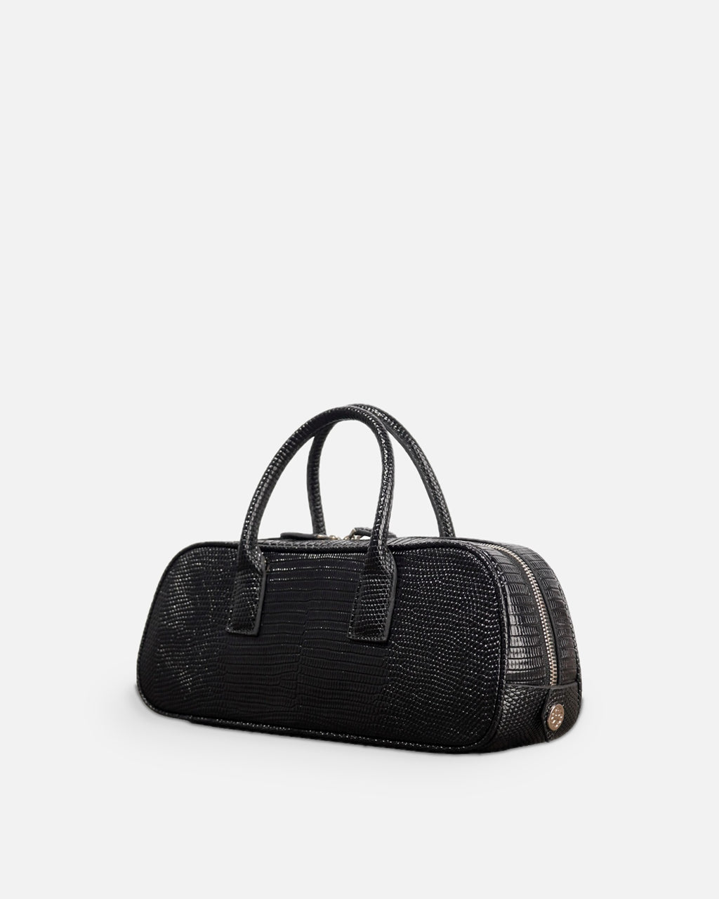 LUCCA STRETCH Black Lizard elongated bowling bag, side view