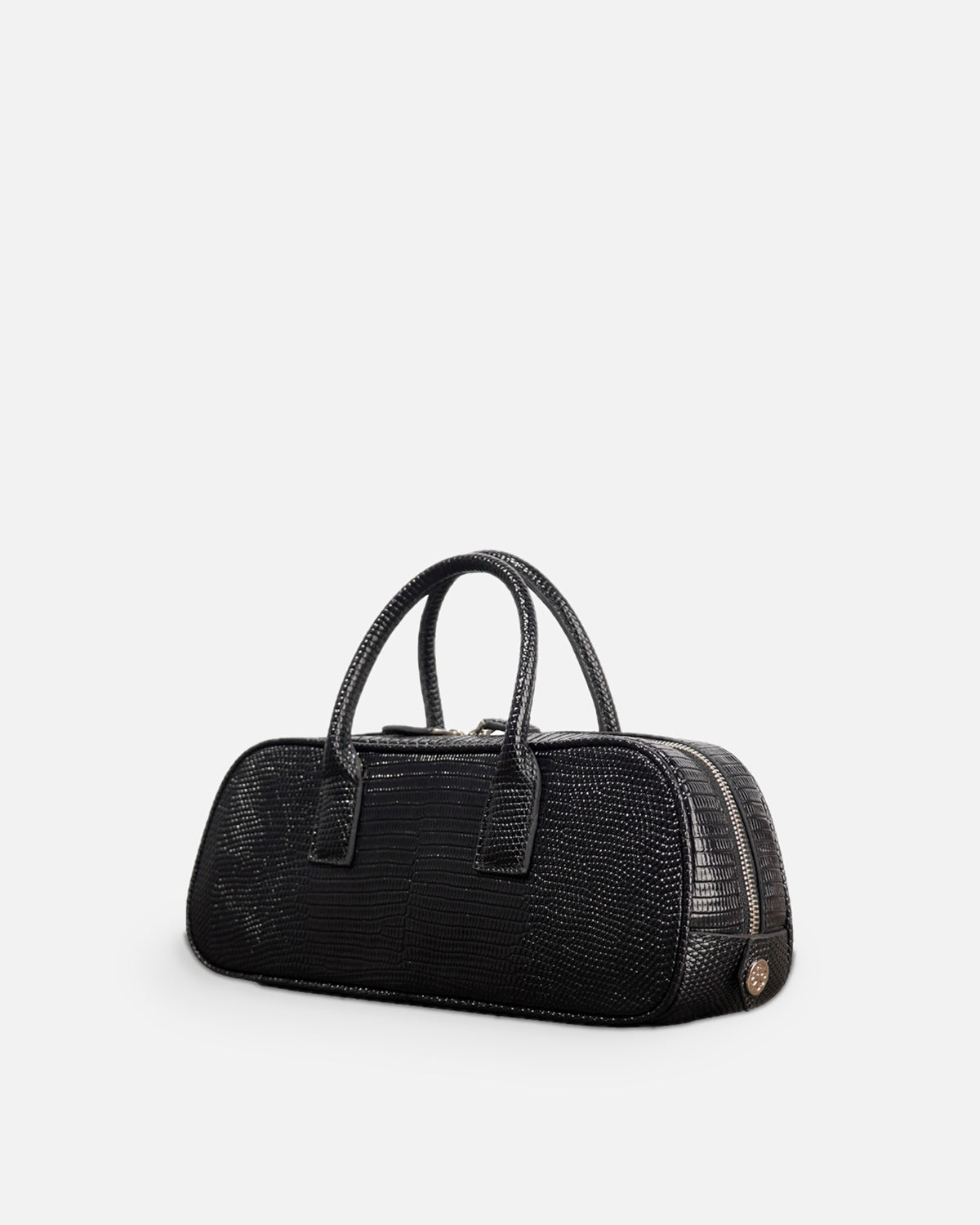 LUCCA STRETCH Black Lizard elongated bowling bag, side view